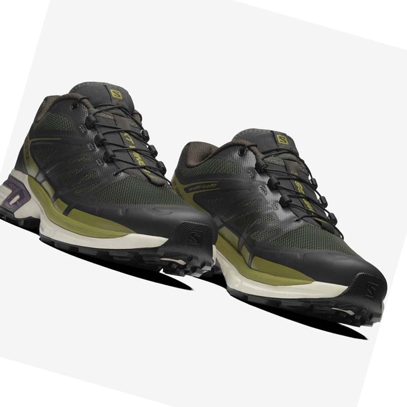 Baskets Salomon XT-WINGS 2 Femme Noir Vert Olive | RWAGZMD-14