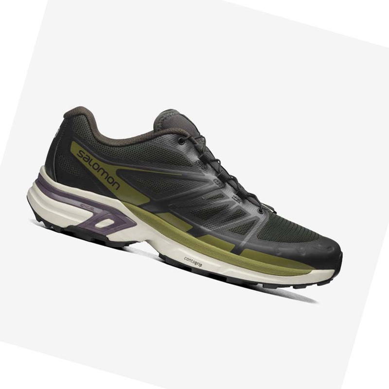 Baskets Salomon XT-WINGS 2 Femme Noir Vert Olive | RWAGZMD-14