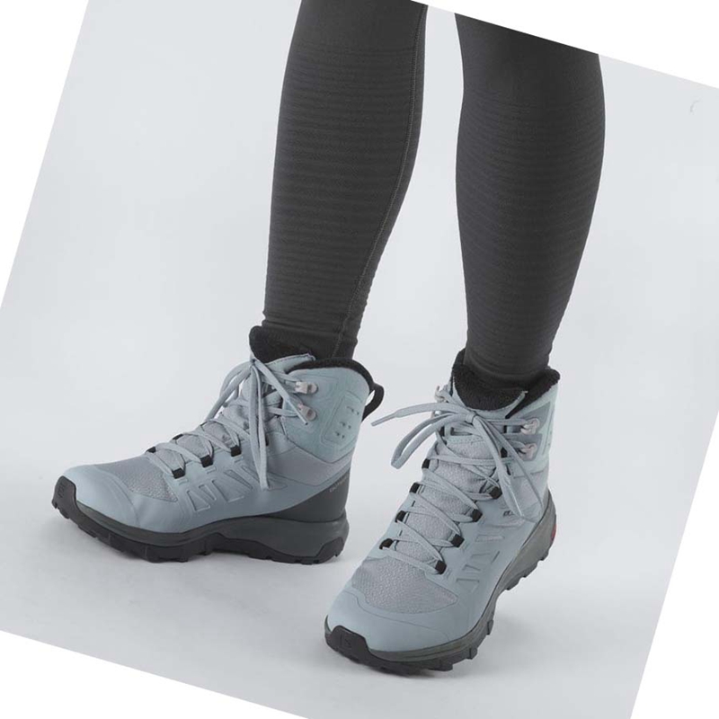 Bottes D'hiver Salomon OUTBLAST THINSULATE™ CLIMASALOMON™ WATERPROOF Femme Bleu | KIXSPEU-62