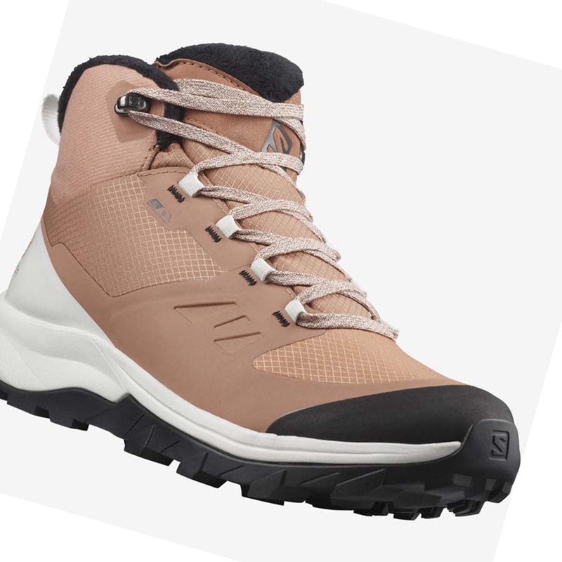 Bottes D'hiver Salomon OUTSNAP CLIMASALOMON™ WATERPROOF Femme Beige | AJYCUQL-31