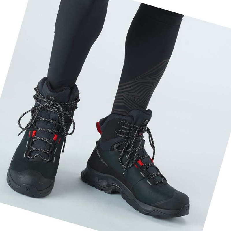 Bottes D'hiver Salomon QUEST WINTER THINSULATE™ CLIMASALOMON™ WATERPROOF Homme Noir | HBDNLZO-84