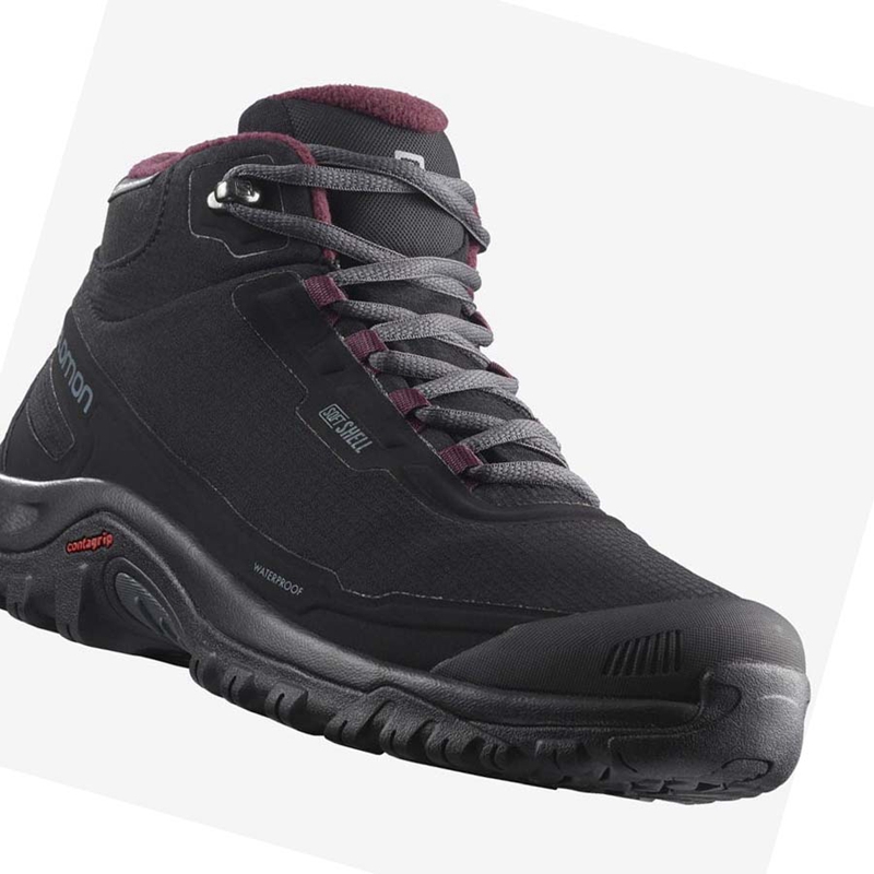 Bottes D'hiver Salomon SHELTER CLIMASALOMON™ WATERPROOF Femme Noir | ZUNEYLC-31