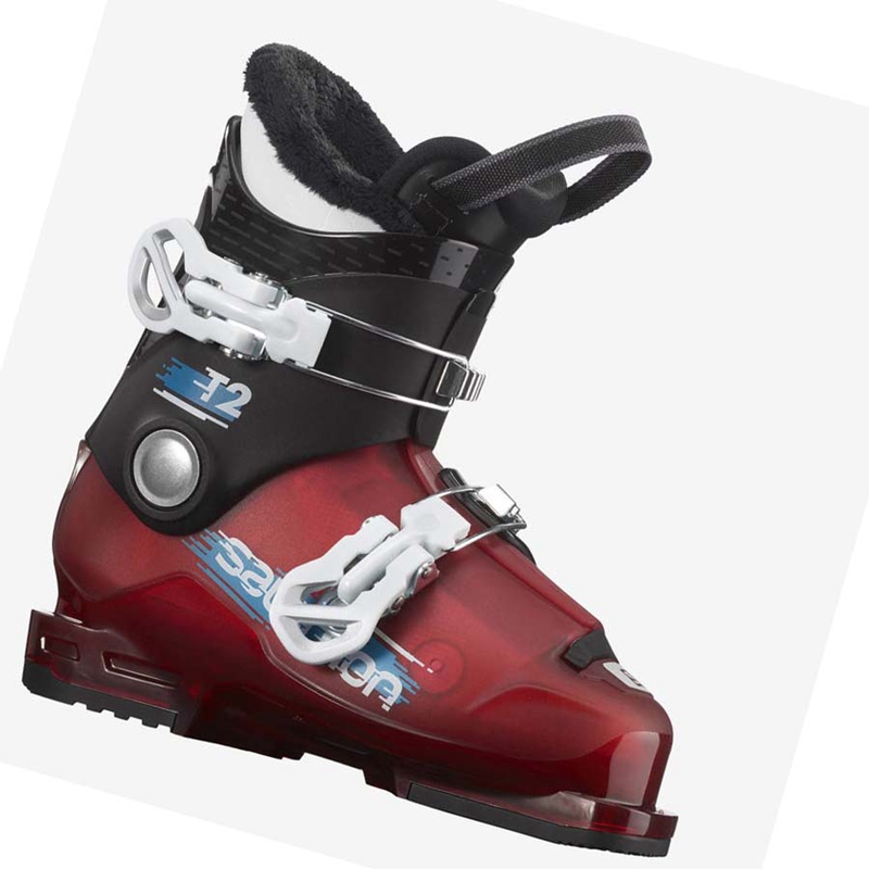 Bottes Ski Salomon T2 RT Enfant Noir Rouge Blanche | UIYEXKJ-58