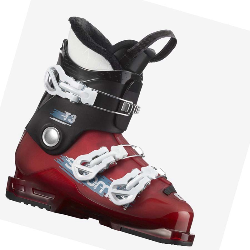 Bottes Ski Salomon T3 RT Enfant Noir Rouge Blanche | TPJGSVL-78