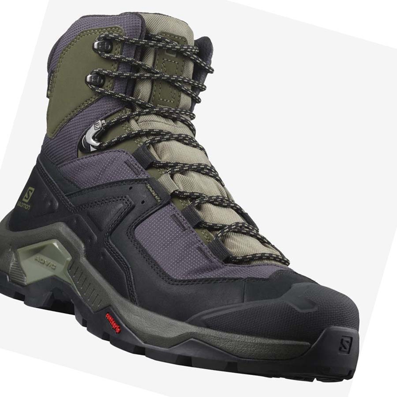 Chaussures Randonnée Salomon QUEST ELEMENT GORE-TEX Homme Noir Vert Olive | PDLJEAC-71