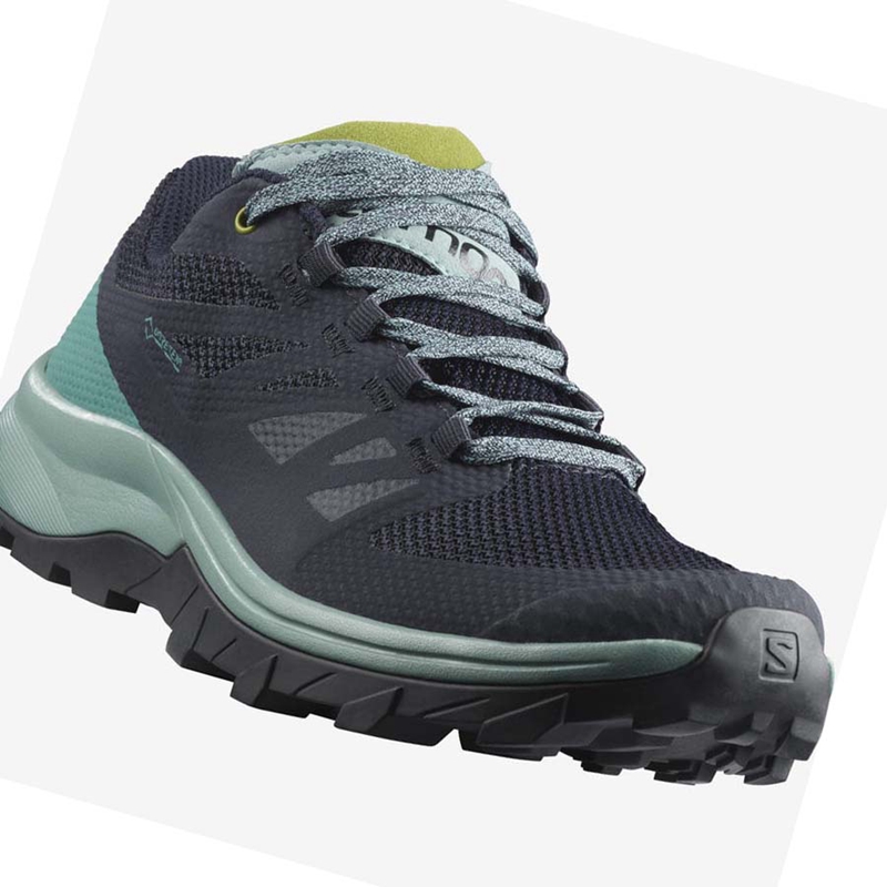 Chaussures Randonnée Salomon WoOUTLINE GORE-TEX Femme Noir Vert | BXYGIWC-95