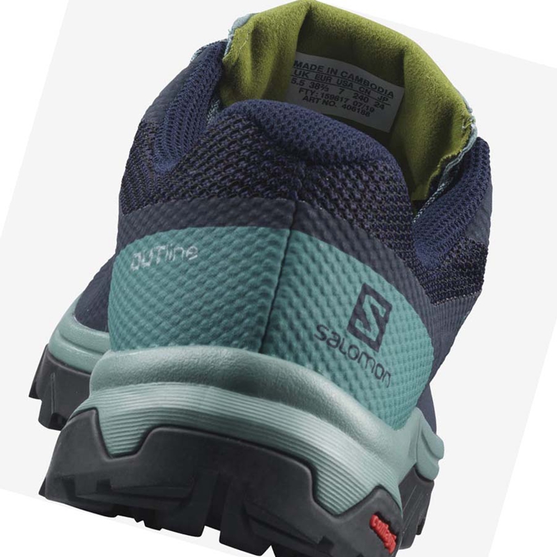 Chaussures Randonnée Salomon WoOUTLINE GORE-TEX Femme Noir Vert | BXYGIWC-95