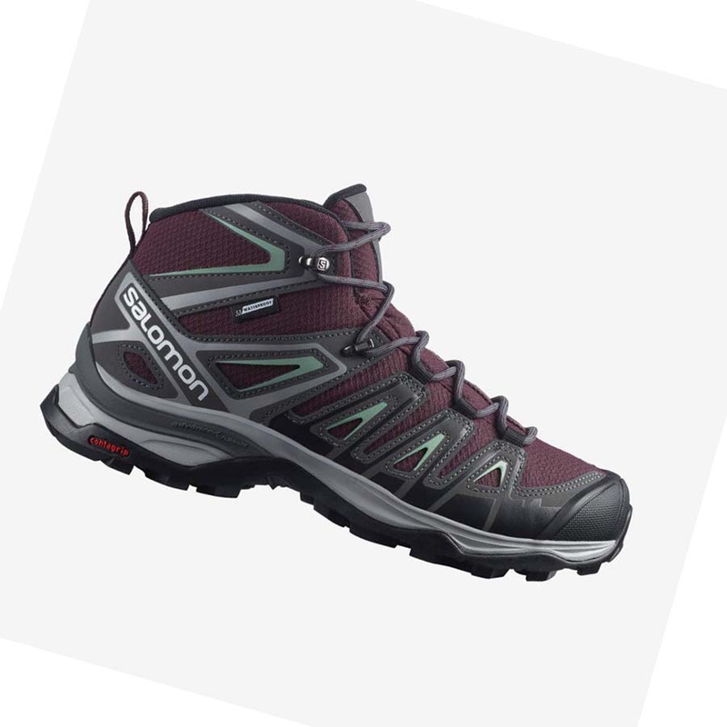 Chaussures Randonnée Salomon WoX ULTRA PIONEER MID CLIMASALOMON™ WATERPROOF Femme Rouge | KPWTHUE-74