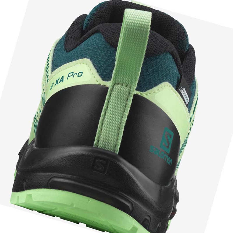 Chaussures Randonnée Salomon XA PRO V8 CLIMASALOMON™ WATERPROOF Enfant Vert | BCKWFZQ-91