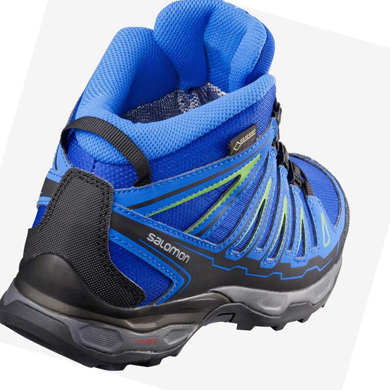 Chaussures Randonnée Salomon X-ULTRA MID GORE-TEX GTX Enfant Bleu | EGBADLY-53