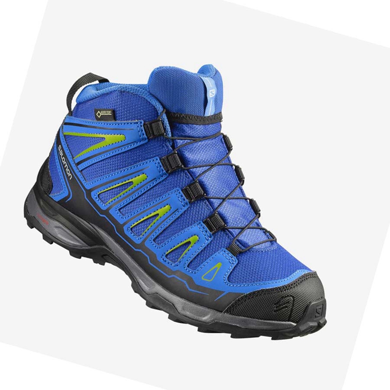 Chaussures Randonnée Salomon X-ULTRA MID GORE-TEX GTX Enfant Bleu | EGBADLY-53