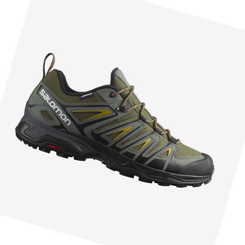 Chaussures Randonnée Salomon X ULTRA PIONEER CLIMASALOMON™ WATERPROOF Homme Vert Olive Noir | CDMPFBH-40