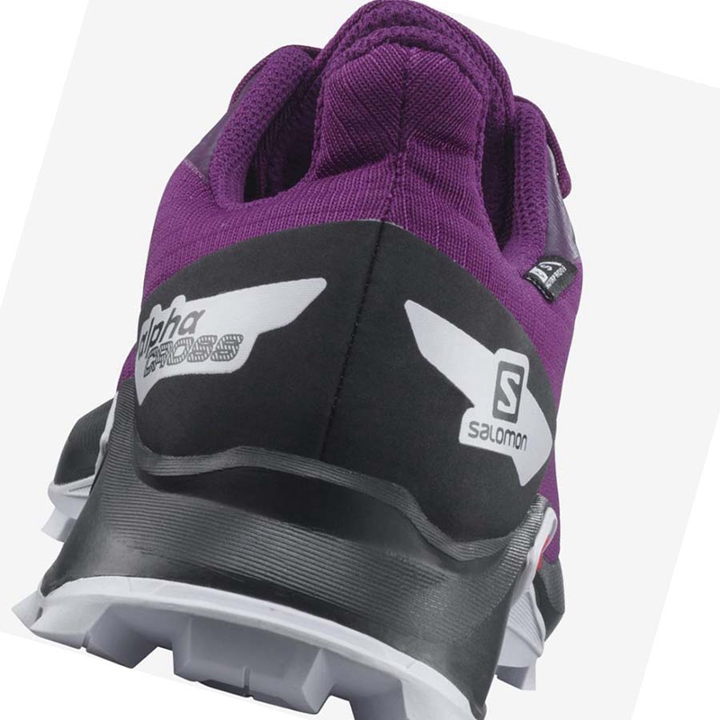 Chaussures Trail Running Salomon ALPHACROSS BLAST CLIMASALOMON™ WATERPROOF Enfant Violette | UVNWFQR-12