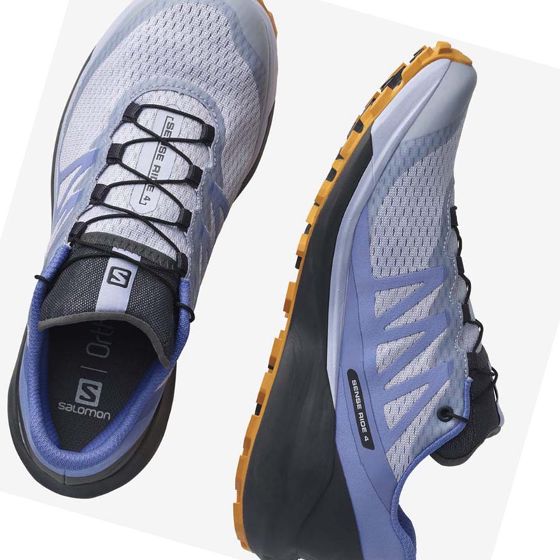 Chaussures Trail Running Salomon SENSE RIDE 4 Femme Bleu | ANKGMHS-34