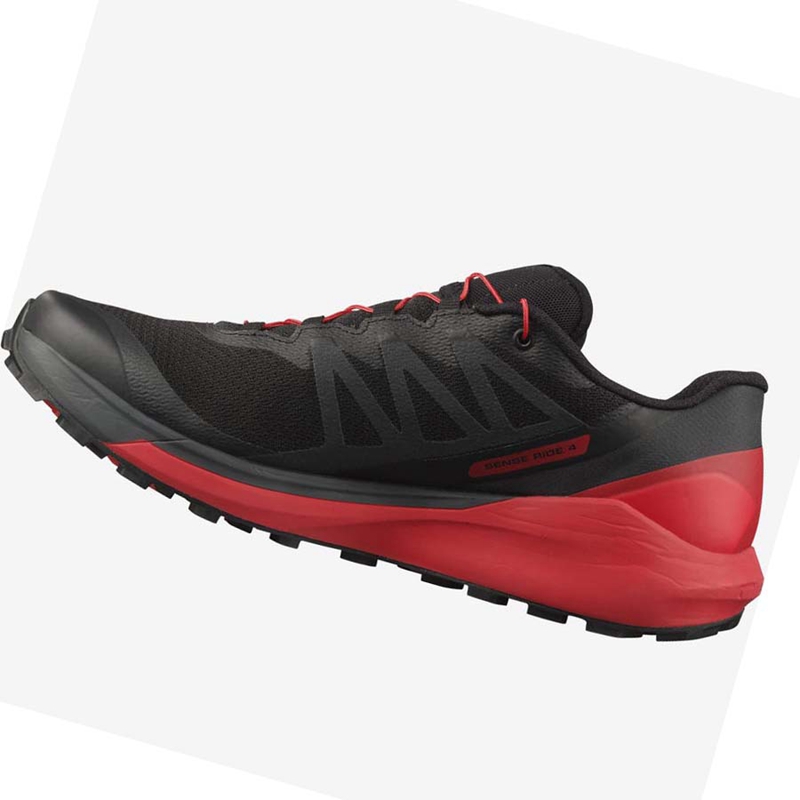 Chaussures Trail Running Salomon SENSE RIDE 4 Homme Noir Rouge | NGFYMJQ-13