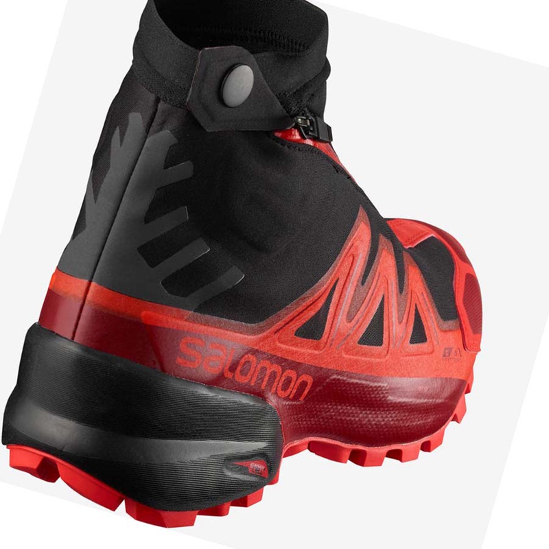 Chaussures Trail Running Salomon SNOWSPIKE CLIMASALOMON™ WATERPROOF Femme Noir Rouge | PGUHDZR-16