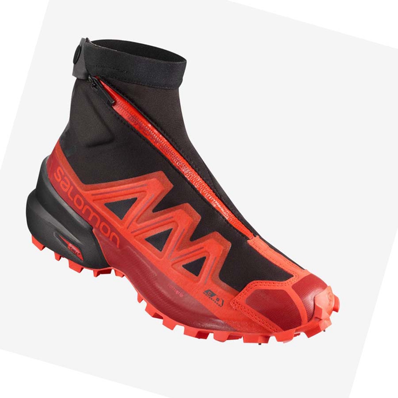 Chaussures Trail Running Salomon SNOWSPIKE CLIMASALOMON™ WATERPROOF Femme Noir Rouge | PGUHDZR-16