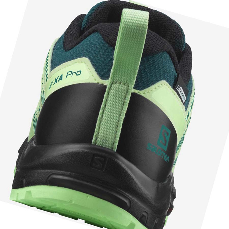 Chaussures Trail Running Salomon XA PRO V8 CLIMASALOMON™ WATERPROOF Enfant Vert | ILVZQUP-85