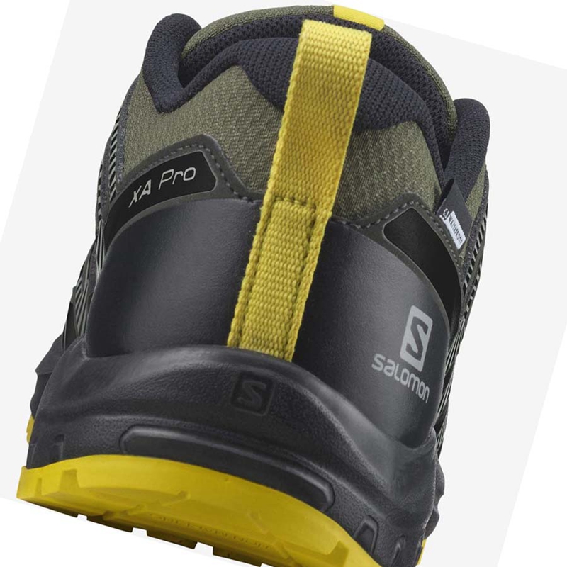 Chaussures Trail Running Salomon XA PRO V8 CLIMASALOMON™ WATERPROOF Enfant Vert Olive | PEXNWZY-62