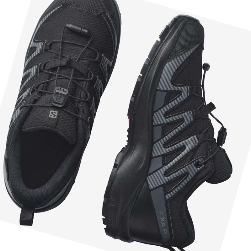 Chaussures Trail Running Salomon XA PRO V8 CLIMASALOMON™ WATERPROOF Enfant Noir | YZNABFM-10