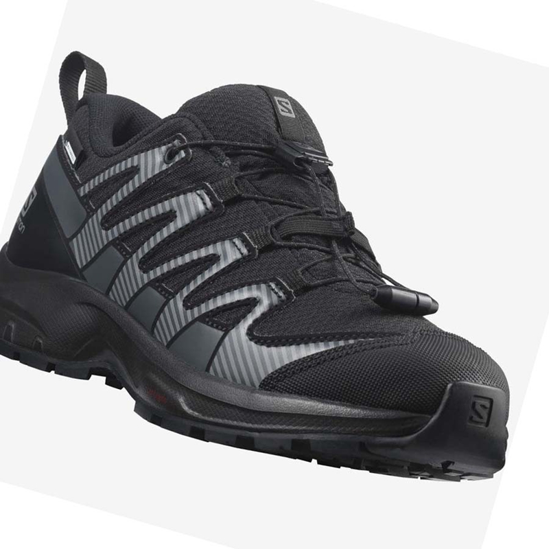 Chaussures Trail Running Salomon XA PRO V8 CLIMASALOMON™ WATERPROOF Enfant Noir | YZNABFM-10