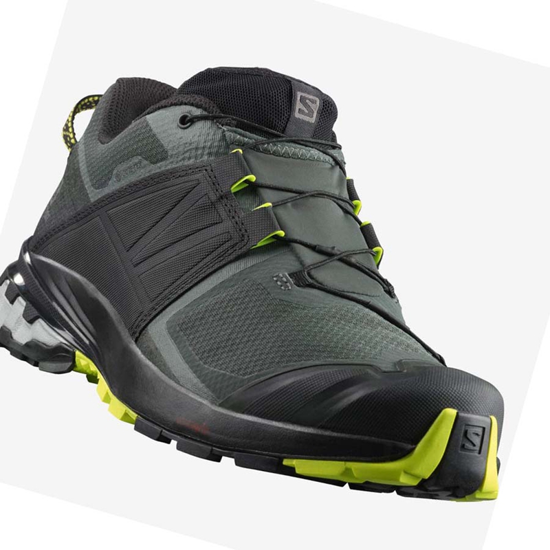 Chaussures Trail Running Salomon XA WILD GORE-TEX Homme Noir Vert Olive | AYFXINW-65