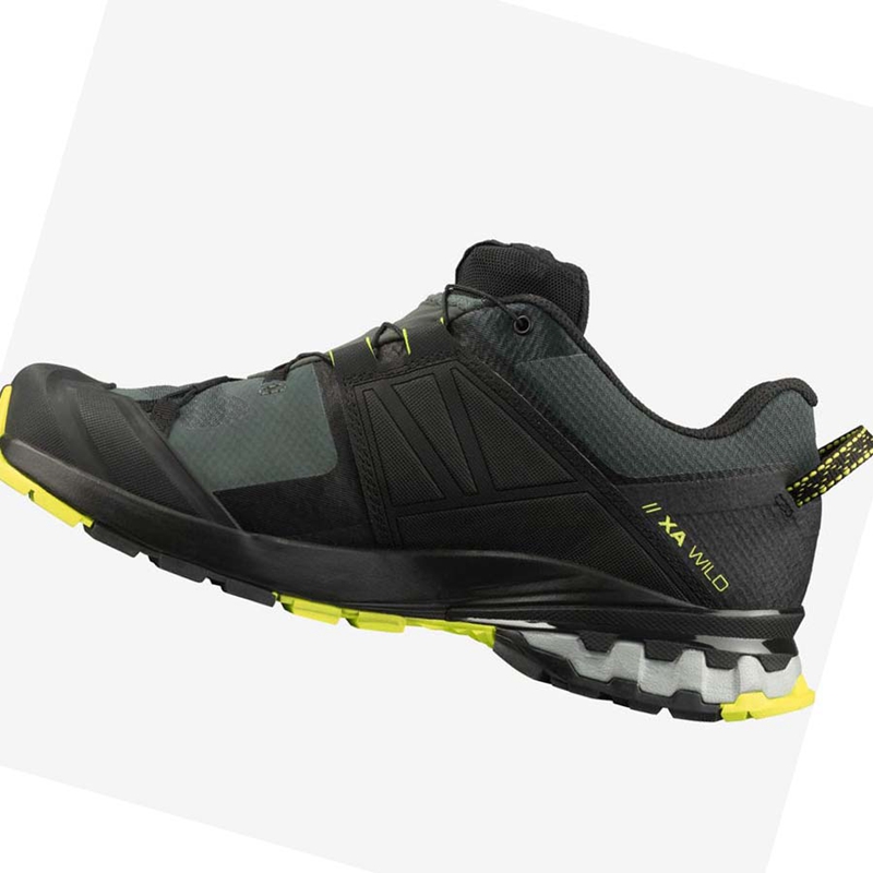 Chaussures Trail Running Salomon XA WILD GORE-TEX Homme Noir Vert Olive | AYFXINW-65