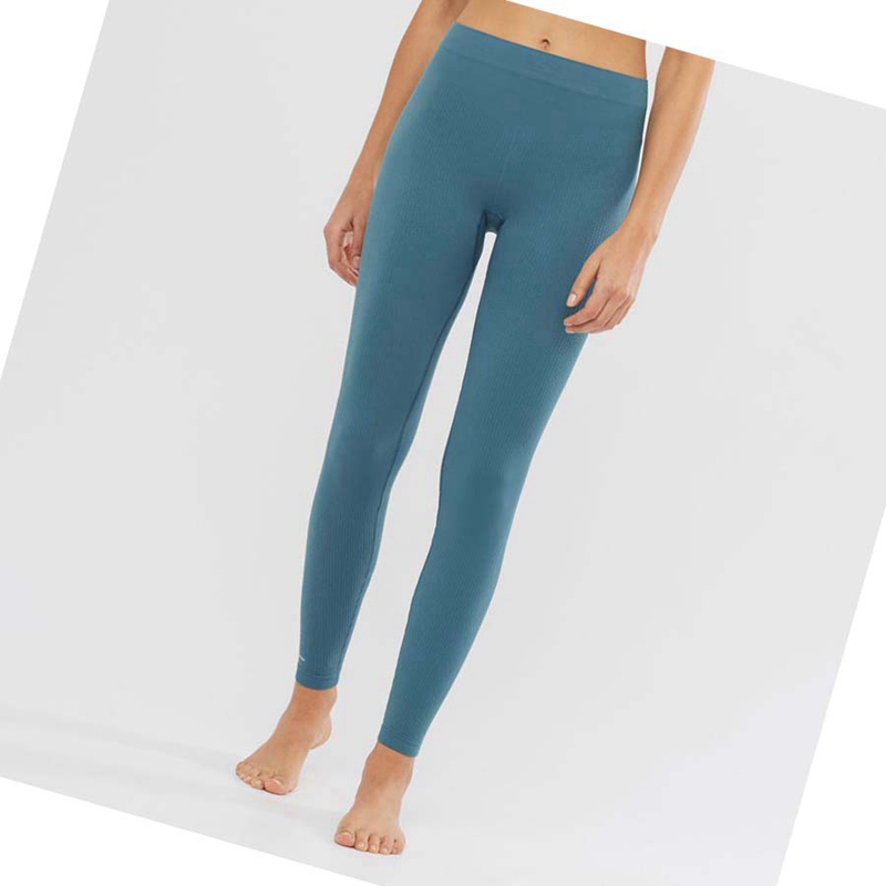 Pantalon Salomon ESSENTIAL SEAMLESS Femme Bleu | HBZJNDM-53