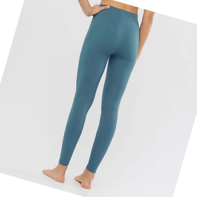 Pantalon Salomon ESSENTIAL SEAMLESS Femme Bleu | HBZJNDM-53