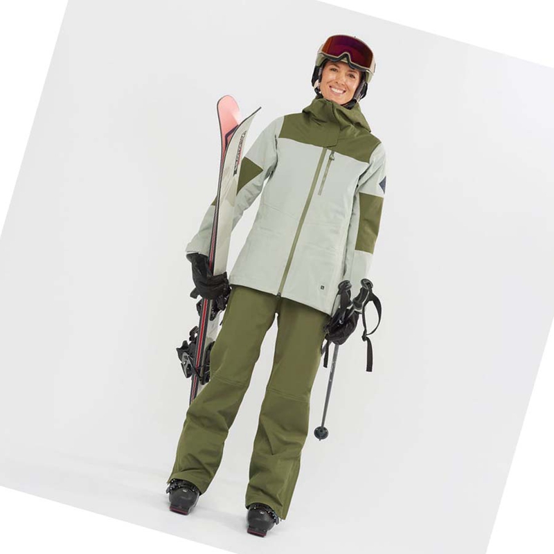 Pantalons De Ski Salomon STANCE 3L BIB Femme Vert Olive | LKXOFWI-92