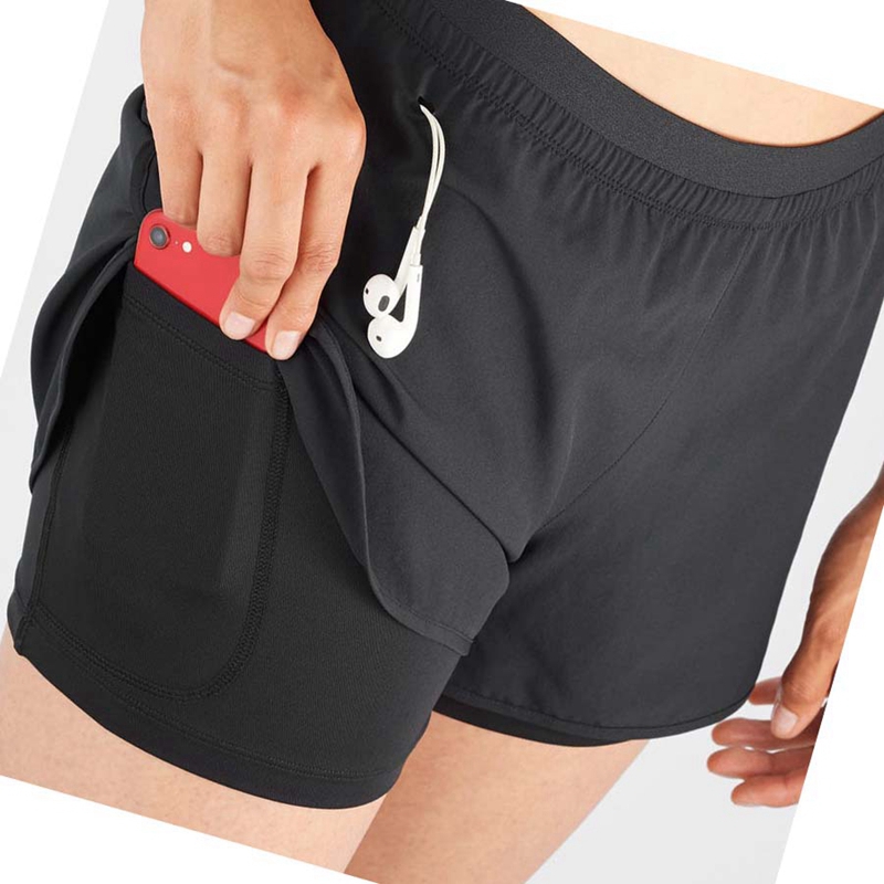 Shorts Salomon CROSS 2IN1 Femme Noir | DWGXJRC-49