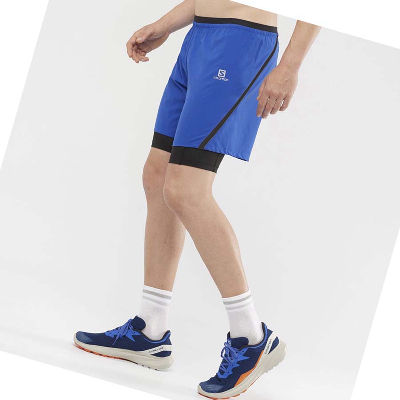 Shorts Salomon CROSS TWINN Homme Bleu | PMHJCGV-86