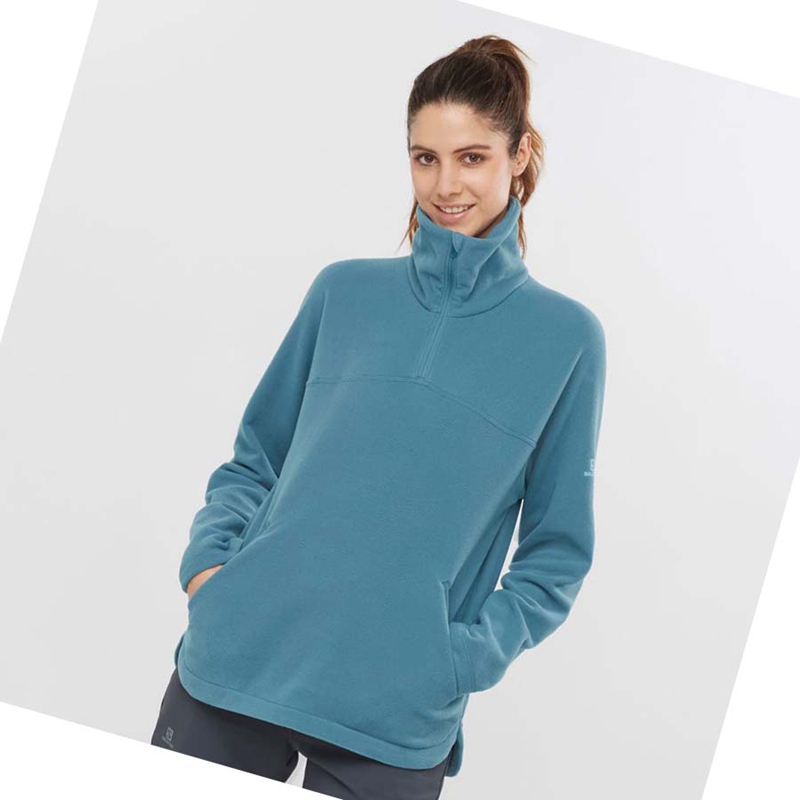 Sweat À Capuche Salomon ESSENTIAL COSY FLEECE Femme Bleu | CZYBMDV-09