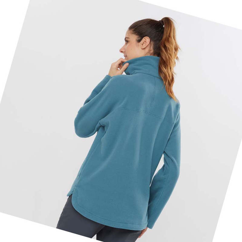 Sweat À Capuche Salomon ESSENTIAL COSY FLEECE Femme Bleu | CZYBMDV-09