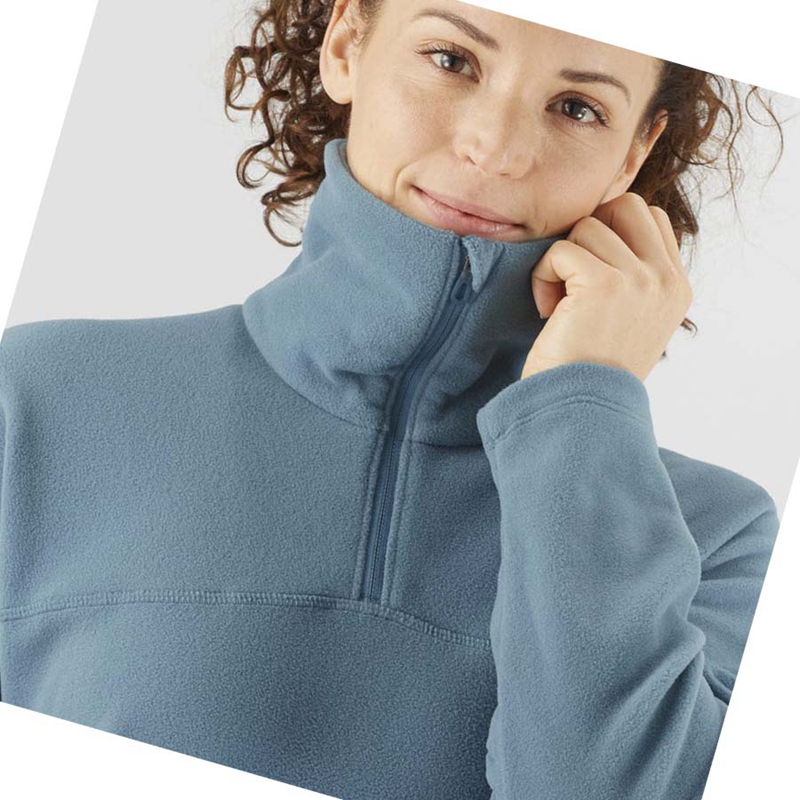 Sweat À Capuche Salomon ESSENTIAL COSY FLEECE Femme Bleu | CZYBMDV-09