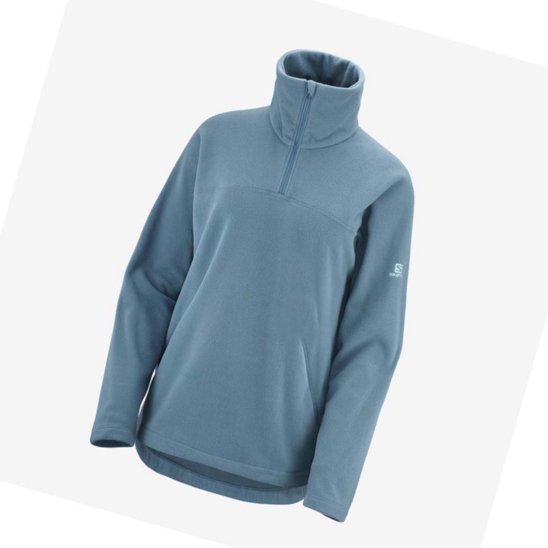 Sweat À Capuche Salomon ESSENTIAL COSY FLEECE Femme Bleu | CZYBMDV-09