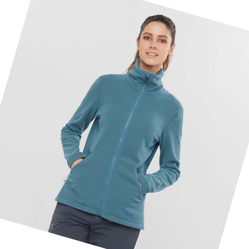 Sweat À Capuche Salomon ESSENTIAL COSY FLEECE Femme Bleu | FERALKU-25