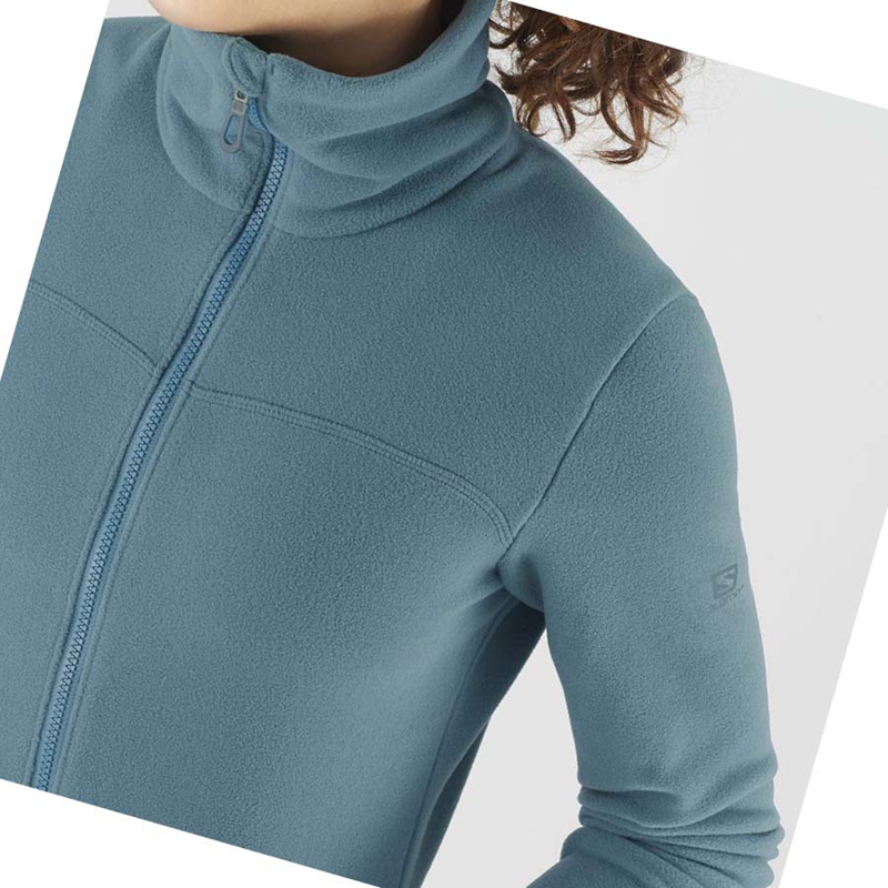 Sweat À Capuche Salomon ESSENTIAL COSY FLEECE Femme Bleu | FERALKU-25