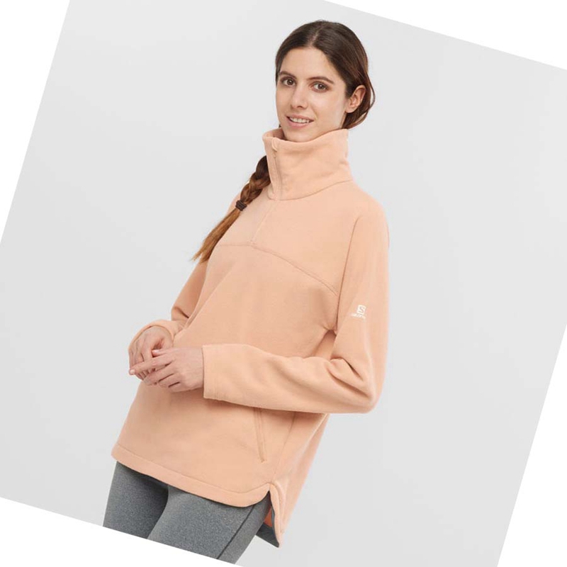 Sweat À Capuche Salomon ESSENTIAL COSY FLEECE Femme Rose | LAJUVTE-83