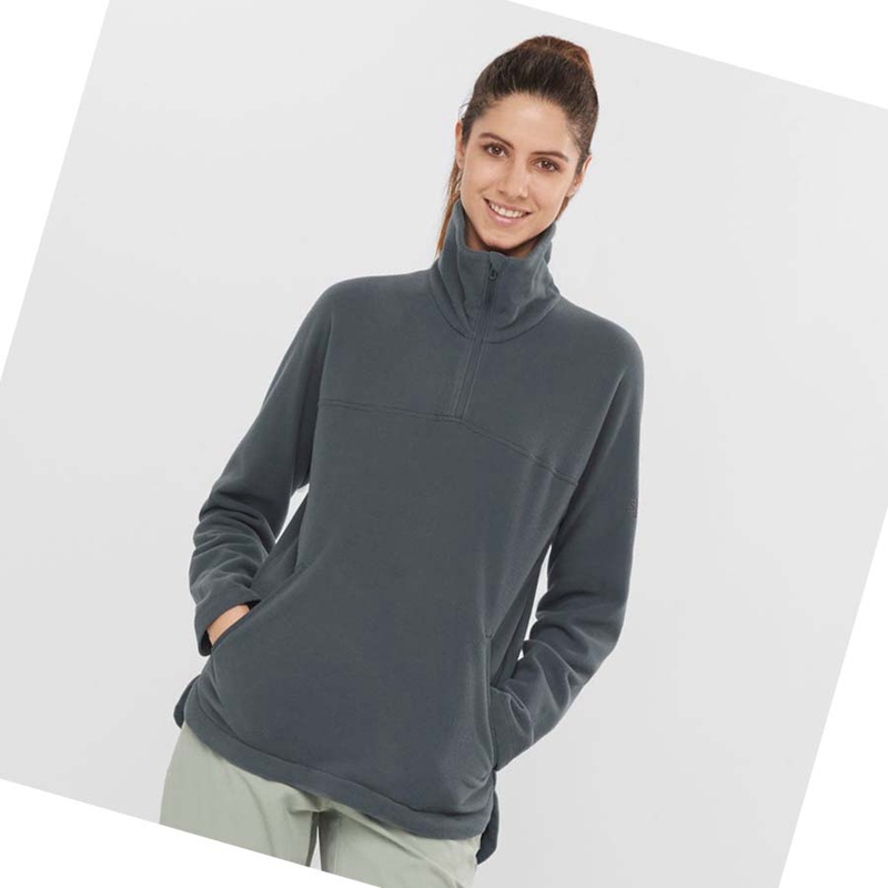 Sweat À Capuche Salomon ESSENTIAL COSY FLEECE Femme Grise | LUCVSYX-50