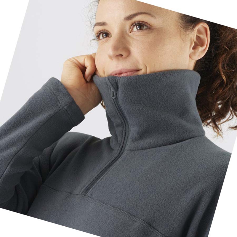 Sweat À Capuche Salomon ESSENTIAL COSY FLEECE Femme Grise | LUCVSYX-50