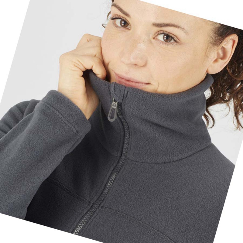 Sweat À Capuche Salomon ESSENTIAL COSY FLEECE Femme Noir | VRLINZJ-73