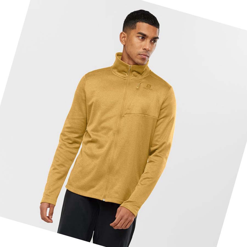 Sweat À Capuche Salomon ESSENTIAL LIGHTWARM HEATHER Homme Jaune | DGXKUZC-47