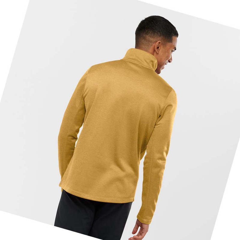 Sweat À Capuche Salomon ESSENTIAL LIGHTWARM HEATHER Homme Jaune | DGXKUZC-47