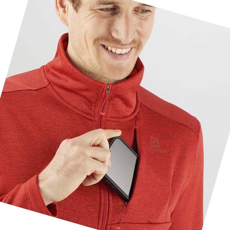 Sweat À Capuche Salomon ESSENTIAL LIGHTWARM HEATHER Homme Rouge | HGXVFNY-62