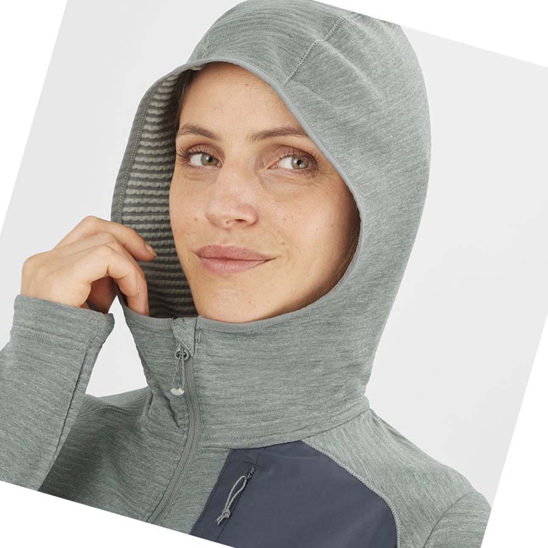 Sweat À Capuche Salomon ESSENTIAL LIGHTWARM HOODED Femme Vert | KUBYFGZ-63