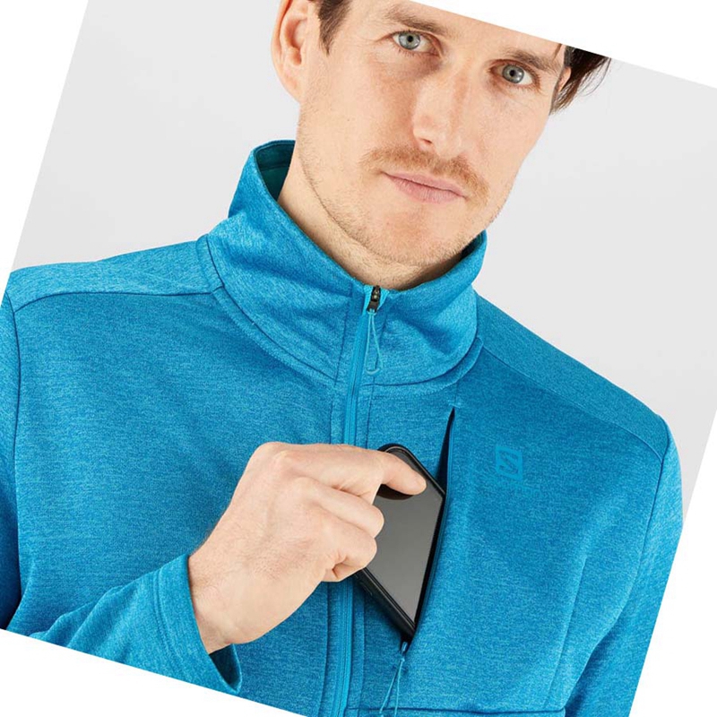 Sweat À Capuche Salomon ESSENTIAL LIGHTWARM HEATHER Homme Bleu | MKIQEYH-21