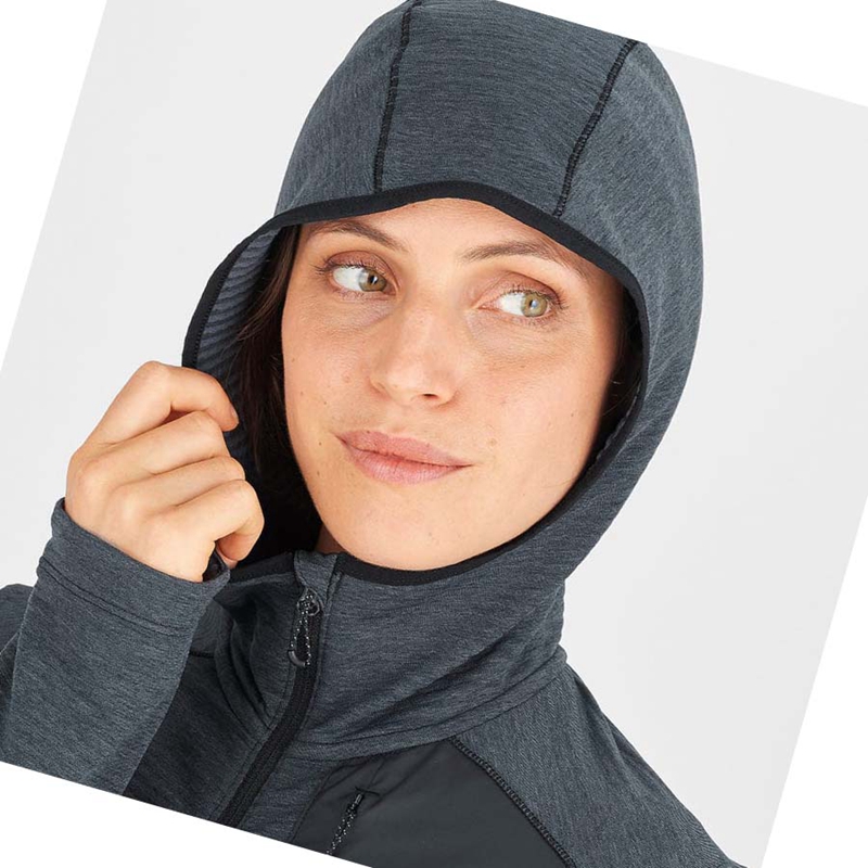 Sweat À Capuche Salomon ESSENTIAL LIGHTWARM HOODED Femme Noir | ONAWLVK-58