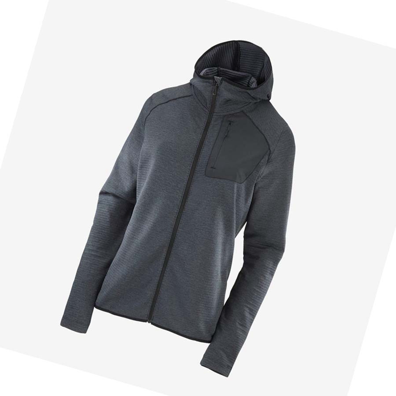 Sweat À Capuche Salomon ESSENTIAL LIGHTWARM HOODED Femme Noir | ONAWLVK-58