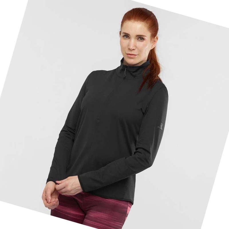 Sweat À Capuche Salomon ESSENTIAL LIGHTWARM Femme Noir | REQCNWH-20